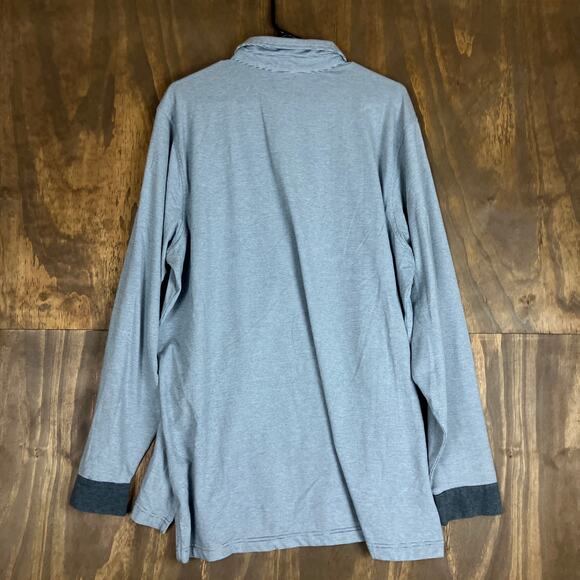 F & G Tech Mens Shirt Gray White Striped Collared Long Sleeve Henley Stretch XL - Picture 10 of 12